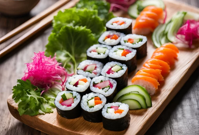 Sushi de queso crema, pepino y zanahoria